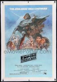 6a283 EMPIRE STRIKES BACK linen style B studio style 1sh 1980 George Lucas classic, art by Tom Jung!