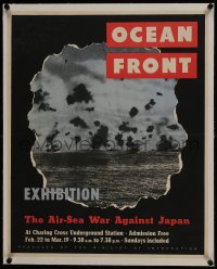 6a169 OCEAN FRONT linen English 20x24 1944 WWII exhibition of the air-sea war against Japan, rare!