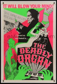6a288 FEAST OF FLESH linen 1sh 1967 The Deadly Organ of the Love Drug Killer, cool blacklight art!