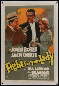 6a291 FIGHT FOR YOUR LADY linen 1sh 1937 artwork of John Boles with Jack Oakie scolding Ida Lupino!