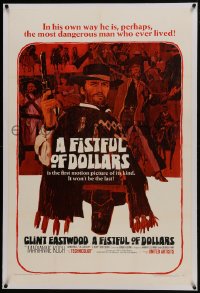6a293 FISTFUL OF DOLLARS linen 1sh 1967 introducing the man with no name, Clint Eastwood, great art!