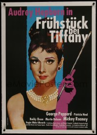 6a073 BREAKFAST AT TIFFANY'S linen German R1986 different Peltzer art of sexy elegant Audrey Hepburn!