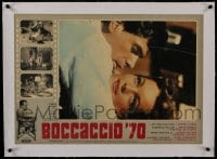 6a110 BOCCACCIO '70 linen Italian 19x27 pbusta 1962 c/u of sexy Romy Schneider & Milian, Visconti