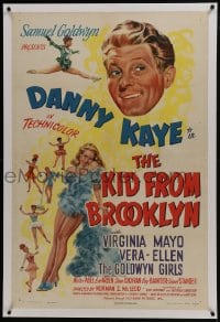 6a362 KID FROM BROOKLYN linen 1sh 1946 great art of Danny Kaye, sexy Virginia Mayo & Vera-Ellen!