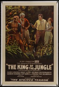 6a365 KING OF THE JUNGLE linen chapter 5 1sh 1927 Elmo Lincoln, silent serial, Striped Terror, rare!