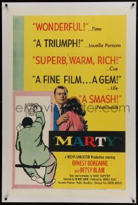 6a381 MARTY linen 1sh 1955 directed by Delbert Mann, Ernest Borgnine, written by Paddy Chayefsky!