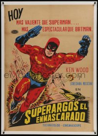6a081 SUPERARGO VS. DIABOLICUS linen export Colombian poster 1966 art of costumed superhero by Cima!