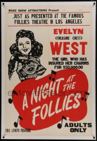 6a391 NIGHT AT THE FOLLIES linen 1sh 1947 Evelyn Treasure Chest West insured her charms for $50,000!