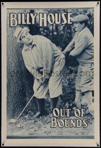 6a400 OUT OF BOUNDS linen 1sh 1931 wacky Billy House golfing short, A Paramount Farce Comedy!