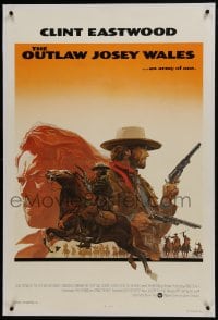 6a401 OUTLAW JOSEY WALES linen int'l 1sh 1976 Eastwood is an army of one, Roy Andersen profile art!