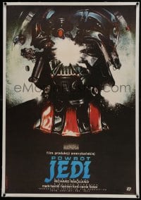 6a087 RETURN OF THE JEDI linen Polish 26x38 1984 different art of exploding Darth Vader by Dybowski!