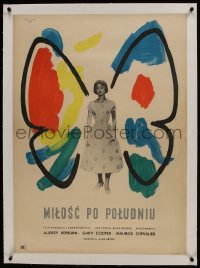 6a089 LOVE IN THE AFTERNOON linen Polish 24x33 1959 Fangor art of Audrey Hepburn w/ butterfly wings!