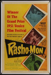 6a418 RASHOMON linen 1sh 1952 Akira Kurosawa Japanese classic with Toshiro Mifune & Machiko Kyo!