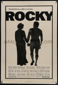 6a423 ROCKY linen 1sh 1976 boxer Sylvester Stallone, Talia Shire, John G. Avildsen boxing classic!