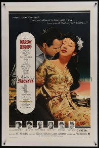 6a430 SAYONARA linen 1sh 1957 Marlon Brando, Miiko Taka, I am not allowed to love but I will!