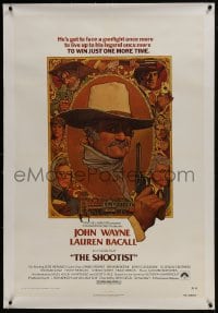 6a439 SHOOTIST linen 1sh 1976 best Richard Amsel artwork of cowboy John Wayne & cast!
