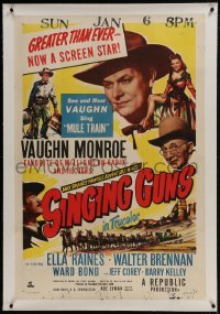 6a440 SINGING GUNS linen 1sh 1950 singer Vaughn Monroe, sexy Ella Raines, from Max Brand's novel!