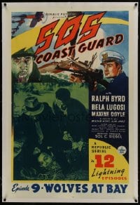 6a446 SOS COAST GUARD linen chapter 9 1sh 1937 Ralph Byrd, Bela Lugosi, serial, Wolves at Bay!