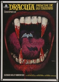 6a082 DRACULA PRINCE OF DARKNESS linen Spanish 1972 different Mac Gomez bloody vampire fangs art!