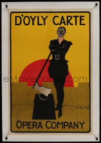 6a003 D'OYLY CARTE OPERA COMPANY linen 20x30 English stage poster 1920s Hardy art of executioner!