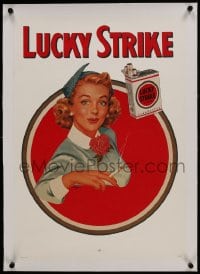 6a009 LUCKY STRIKE linen 18x25 advertising poster 1959 Ben-Hur Baz art of pretty lady smoking!