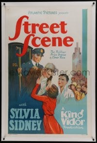 6a459 STREET SCENE linen 1sh R1938 King Vidor story of Sylvia Sidney in New York's Hell's Kitchen!