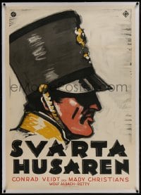 6a124 BLACK HUSSAR linen Swedish 1932 Der Schwarze Husar, cool art of officer Conrad Veidt, rare!