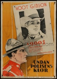 6a127 CALGARY STAMPEDE linen Swedish 1925 art of Canadian Mountie by Hoot Gibson wanted poster!