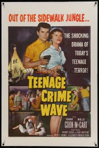 6a473 TEEN-AGE CRIME WAVE linen 1sh 1955 bad girls & guns, shocking drama of today's teenage terror!