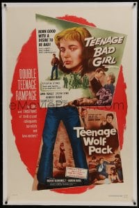6a472 TEENAGE BAD GIRL/TEENAGE WOLF PACK linen 1sh 1957 delinquents, terrorists & love-nesters!
