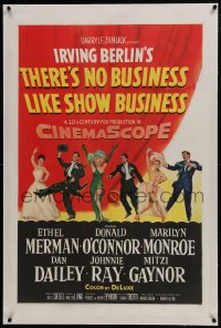 6a474 THERE'S NO BUSINESS LIKE SHOW BUSINESS linen 1sh 1954 great art of Marilyn Monroe & top cast!