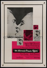6a479 THOMAS CROWN AFFAIR linen 1sh 1968 best kiss close up of Steve McQueen & sexy Faye Dunaway!
