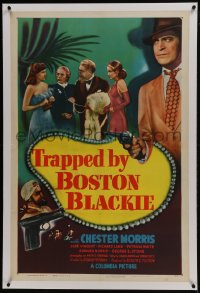 6a490 TRAPPED BY BOSTON BLACKIE linen 1sh 1948 three women want detective Chester Morris arrested!