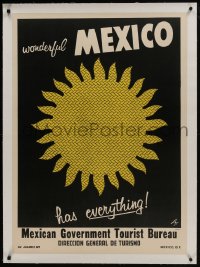 6a033 MEXICO linen 27x38 Mexican travel poster 1954 Ley art, this wonderful country has everything!