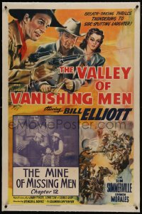 6a497 VALLEY OF VANISHING MEN linen chap 12 1sh 1942 Wild Bill Elliot serial, Mine of Missing Men!