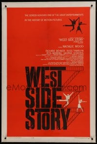 6a501 WEST SIDE STORY linen 1sh 1961 pre-Awards one-sheet with classic Joseph Caroff art!