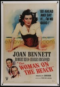 6a509 WOMAN ON THE BEACH linen 1sh 1946 go ahead and say it, sexy Joan Bennett is no good!