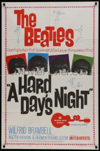 6b048 HARD DAY'S NIGHT 1sh 1964 cool image of The Beatles in their first film, rock & roll classic!
