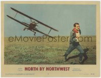 6b205 NORTH BY NORTHWEST LC #2 1959 Hitchcock, classic c/u of Cary Grant chased by crop duster!