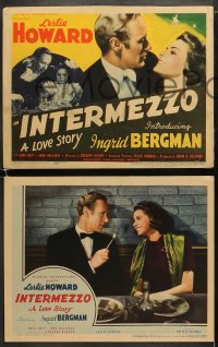 6b095 INTERMEZZO set of 8 LCs 1939 beautiful Ingrid Bergman loves violinist Leslie Howard, rare!