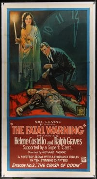 6c031 FATAL WARNING linen chapter 3 3sh 1929 Ralph Graves, Helene Costello, Boris Karloff, rare!