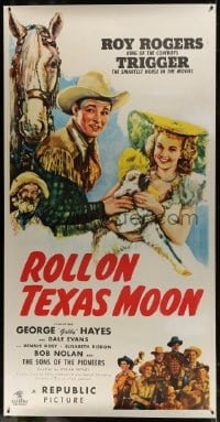 6c048 ROLL ON TEXAS MOON linen 3sh 1946 Roy Rogers, Dale Evans, Gabby, Trigger, Sons of the Pioneers
