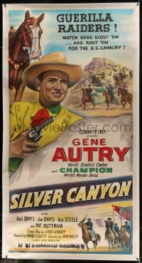 6c049 SILVER CANYON linen 3sh 1951 great art Gene Autry & Champion, they fight for the U.S. Cavalry!