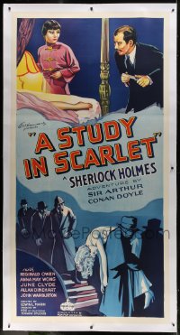 6c050 STUDY IN SCARLET linen 3sh 1933 Reginald Owen as Sherlock Holmes, Anna May Wong, ultra rare!