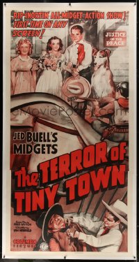 6c051 TERROR OF TINY TOWN linen 3sh 1938 Jed Buell's Midgets in 10 gallon hats, wild & beyond rare!