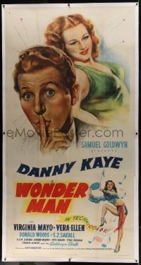 6c052 WONDER MAN linen 3sh 1945 wacky Danny Kaye holds sexy Virginia Mayo + dancing Vera-Ellen!
