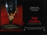 6c370 ARMY OF DARKNESS DS British quad 1993 Raimi, Casaro art of Campbell, The Medieval Dead, rare!