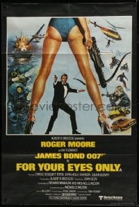 6c004 FOR YOUR EYES ONLY English 40x60 1981 Roger Moore as James Bond, Bysouth art, ultra rare!