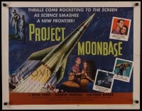 6c202 PROJECT MOONBASE 1/2sh 1953 Robert Heinlein, cool art of rocket ship & astronauts!