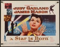 6c203 STAR IS BORN 1/2sh 1954 great close up art of Judy Garland, James Mason, musical classic!